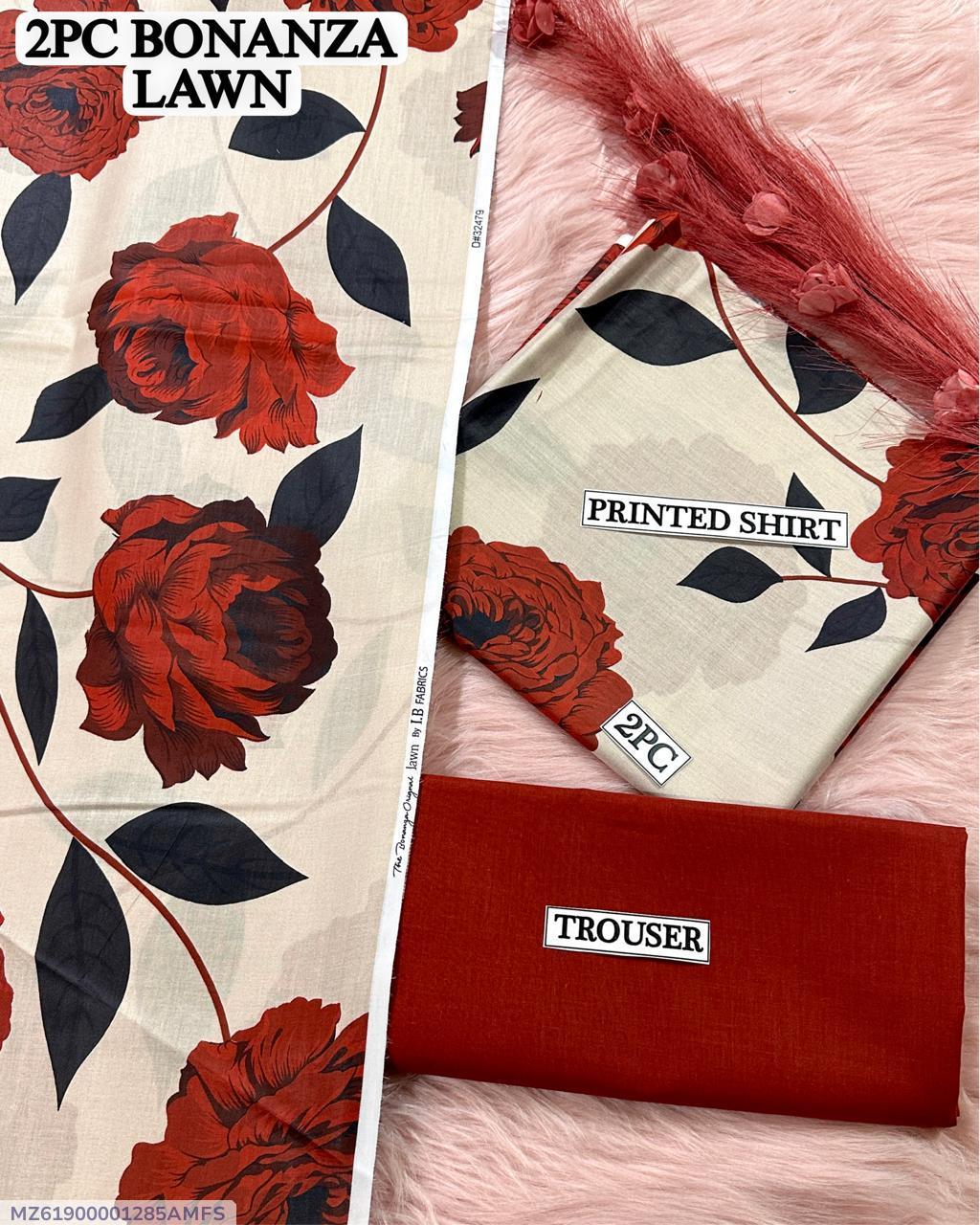 2 Pcs Women's Unstitched Digital Print Suit