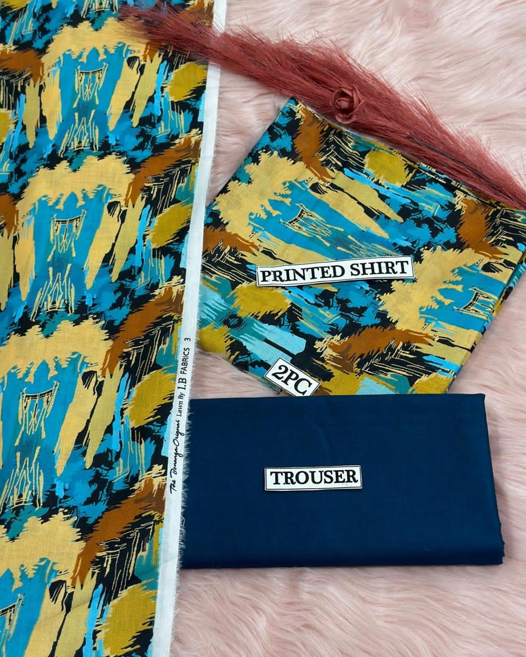 2 Pcs Women's Unstitched Digital Print Suit