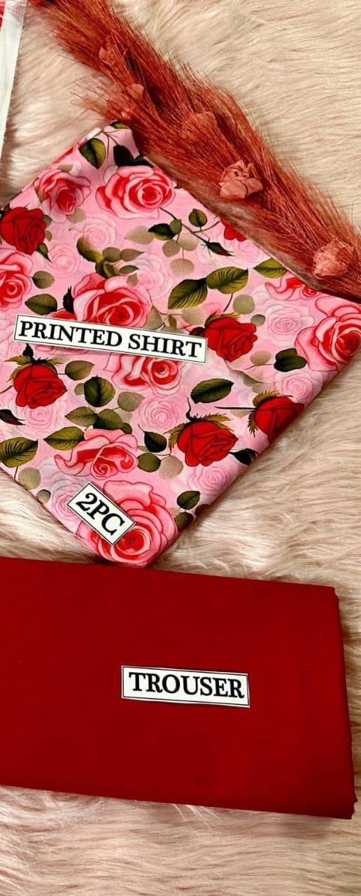 2 Pcs Women's Unstitched Digital Print Suit