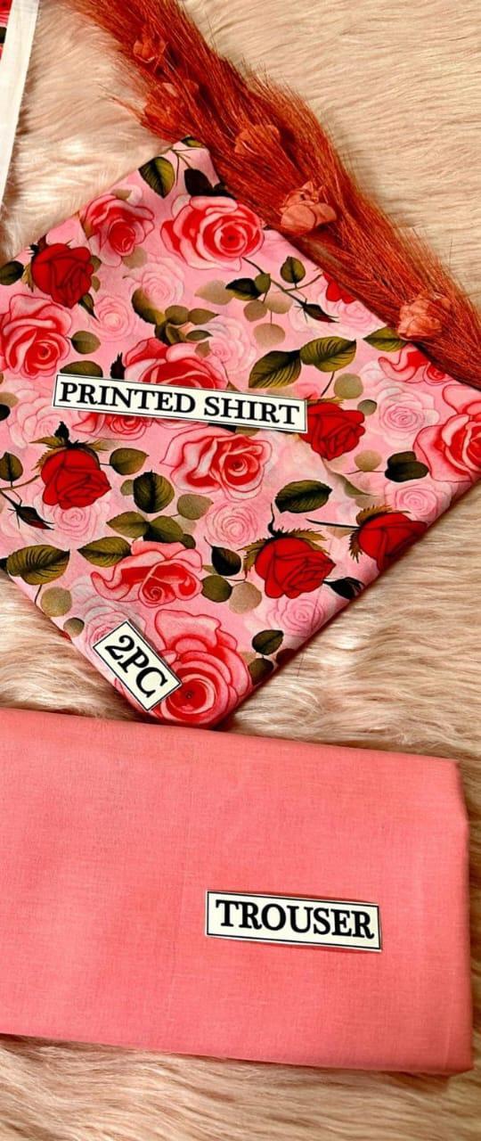 2 Pcs Women's Unstitched Digital Print Suit