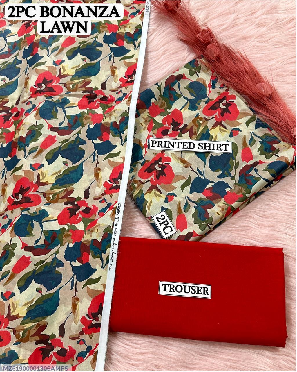 2 Pcs Women's Unstitched Digital Print Suit