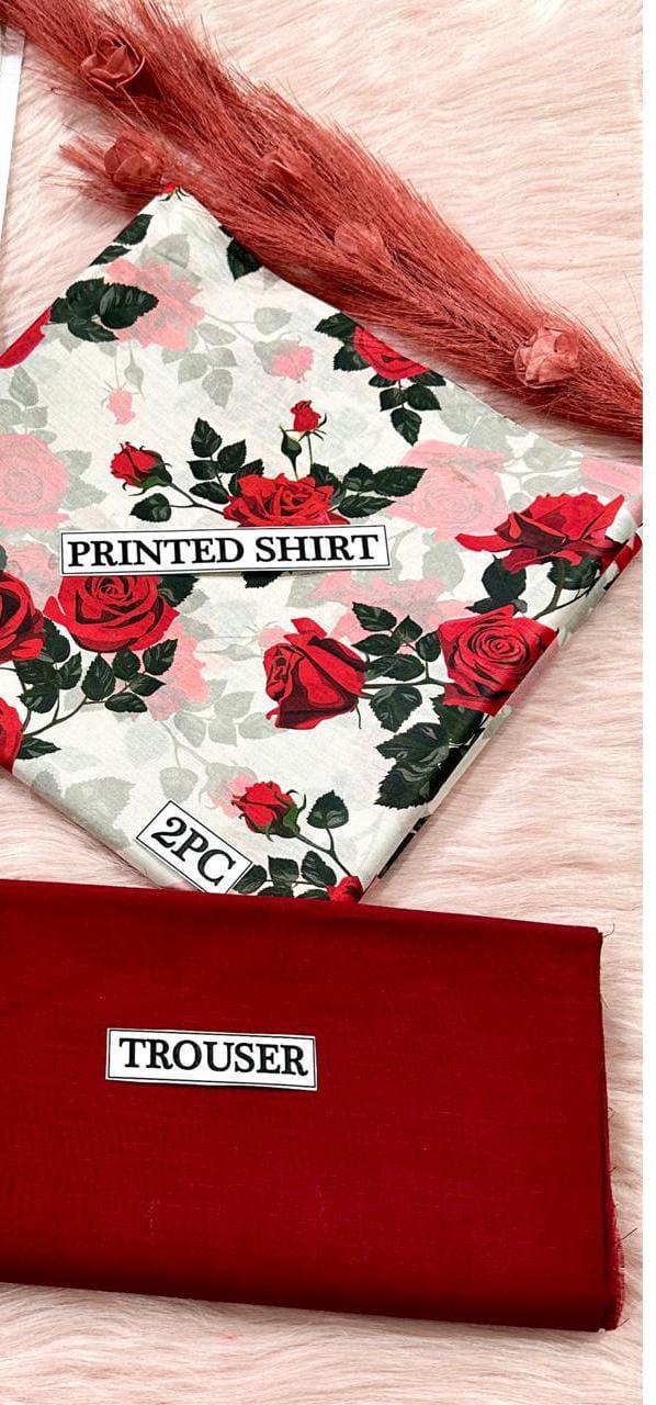 2 Pcs Women's Unstitched Digital Print Suit