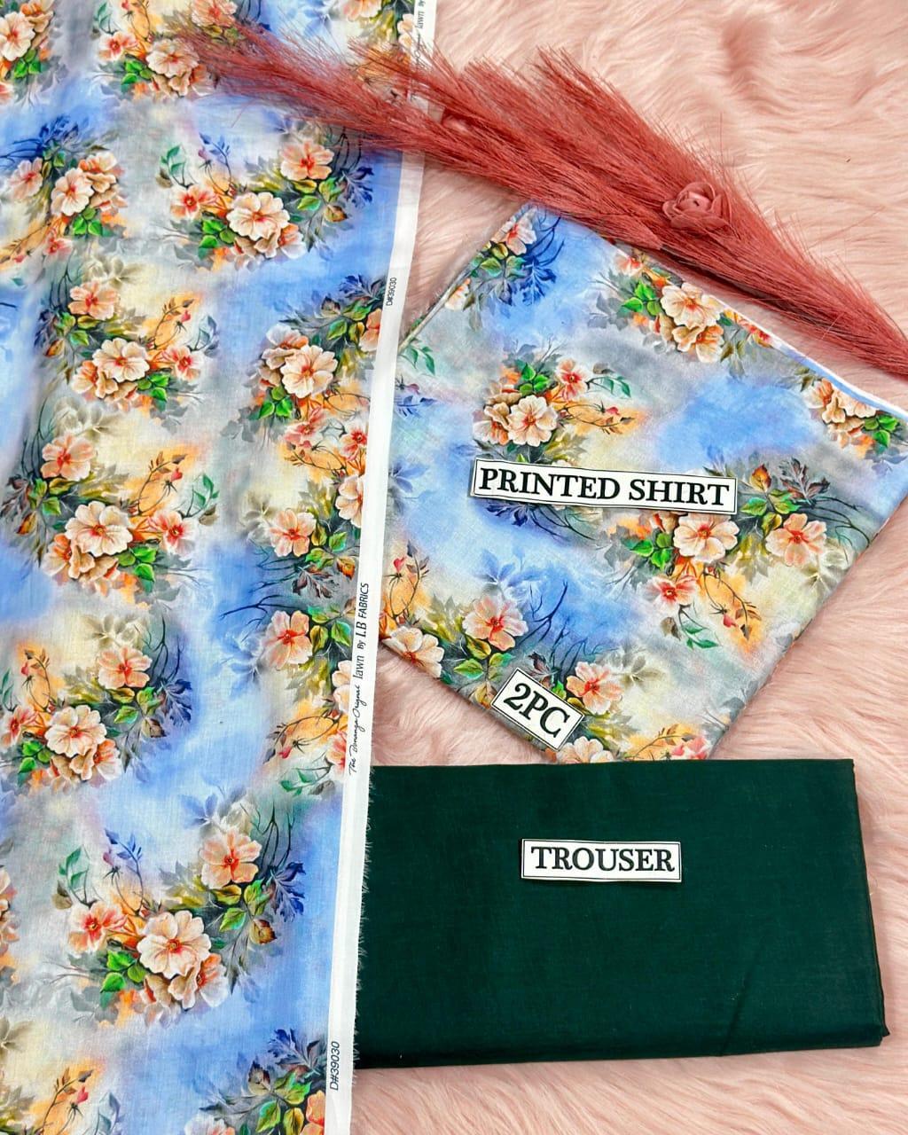 2 Pcs Women's Unstitched Digital Print Suit