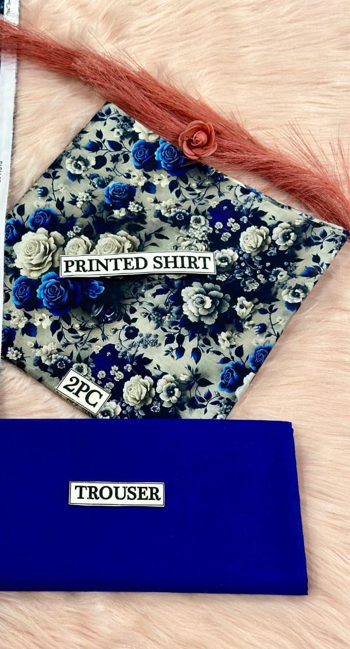 2 Pcs Women's Unstitched Digital Print Suit