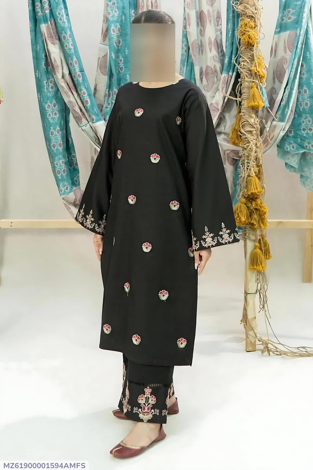 Black Embroidered 2-Piece Women's Lawn Suit