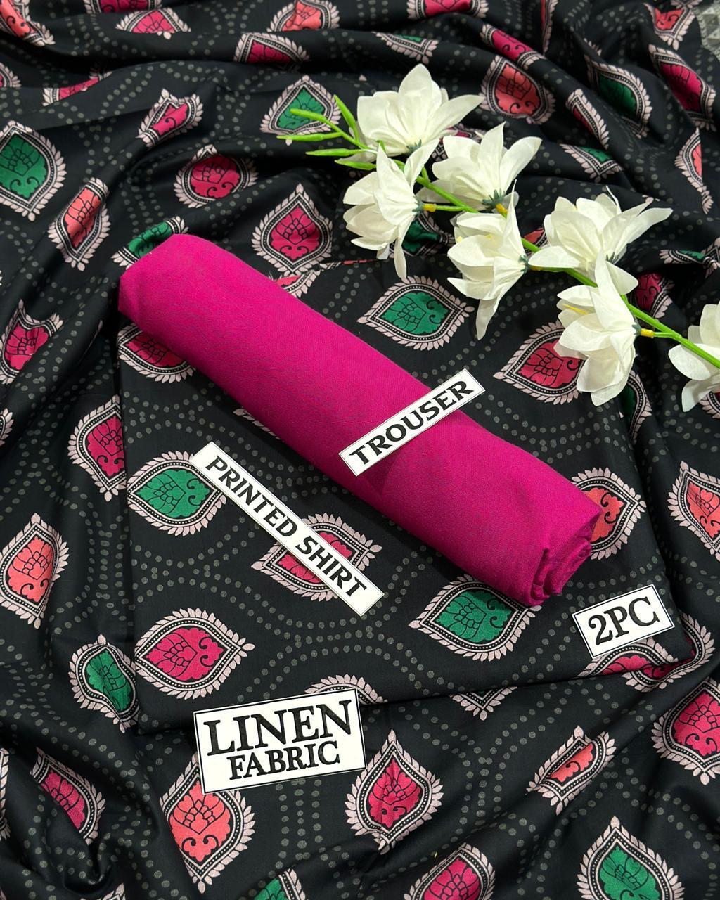 2 Pcs Women's Unstitched Digital Print Suit