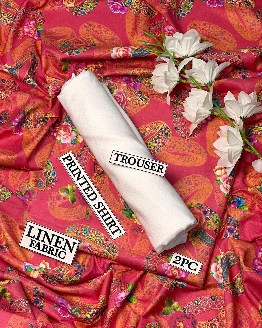 2 Pcs Women's Unstitched Digital Print Suit