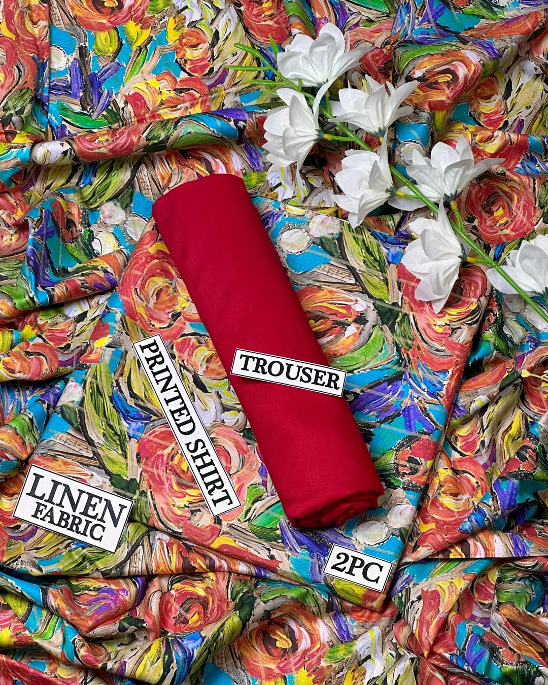 2 Pcs Women's Unstitched Digital Print Suit