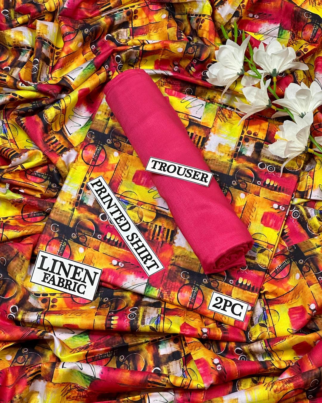 2 Pcs Women's Unstitched Digital Print Suit