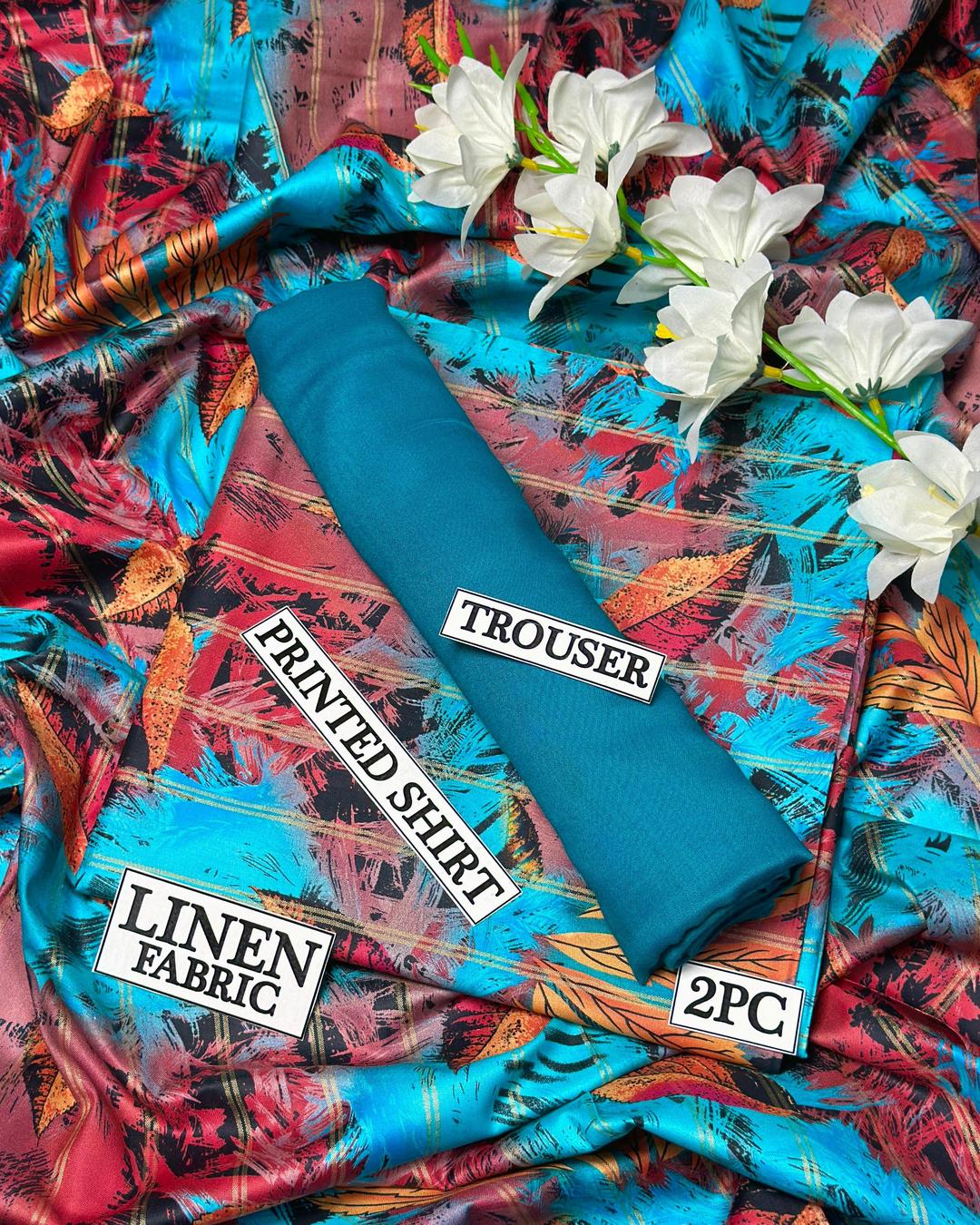 2 Pcs Women's Unstitched Digital Print Suit