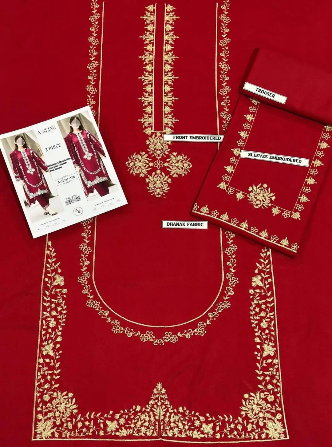 2 Pcs Women's Unstitched Embroidered Suit