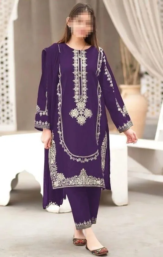 2 Pcs Women's Unstitched Embroidered Suit