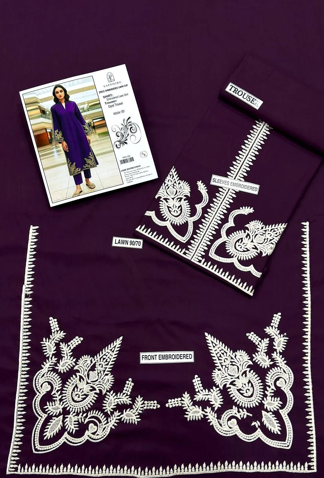 2 Pcs Women's Unstitched Embroidered Suit
