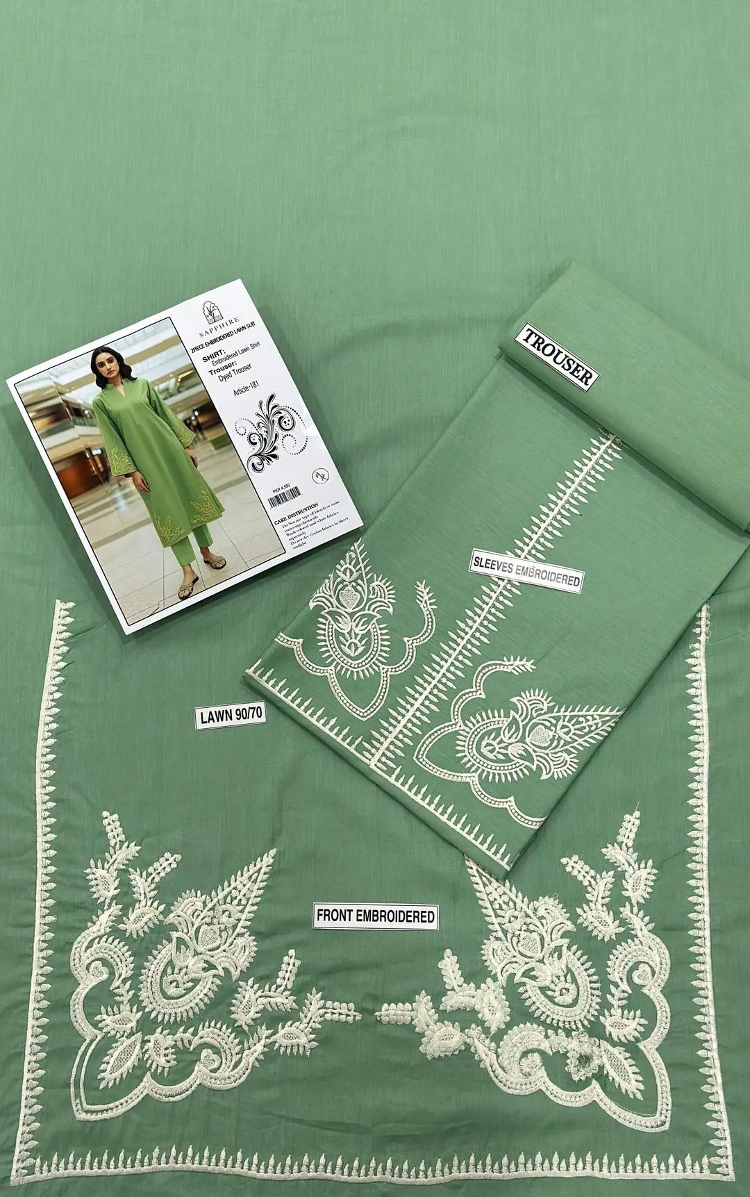 2 Pcs Women's Unstitched Embroidered Suit