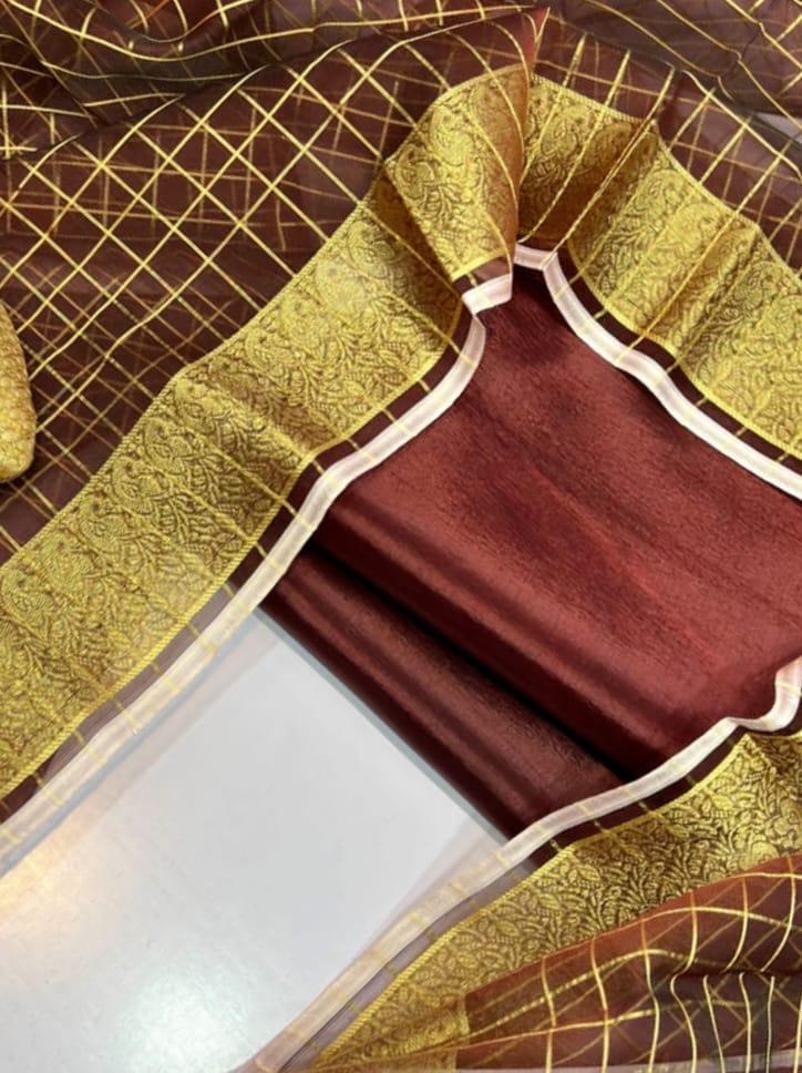 3 Pcs Women's Unstitched Fancy Katan Silk Plain Suit