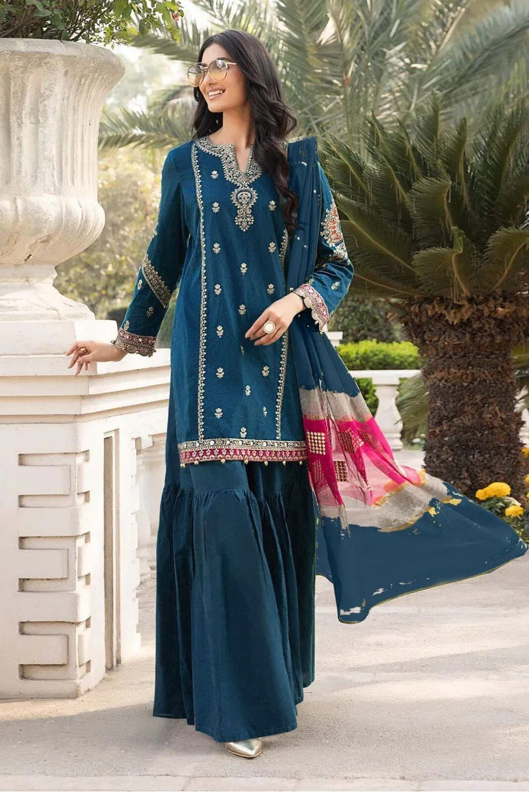 3 Pcs Women's Unstitched Embroidered Suit