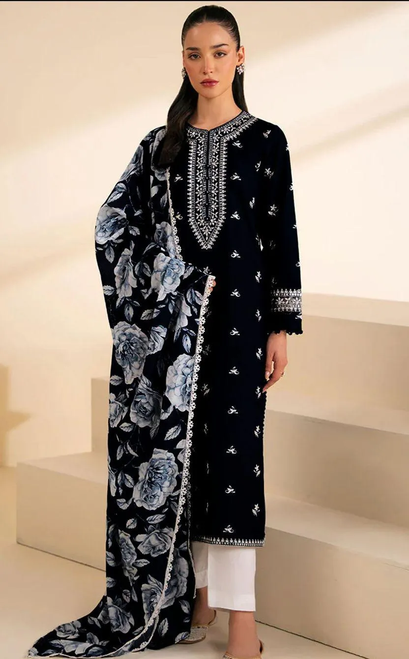 3 Pcs Women's Unstitched Embroidered Suit