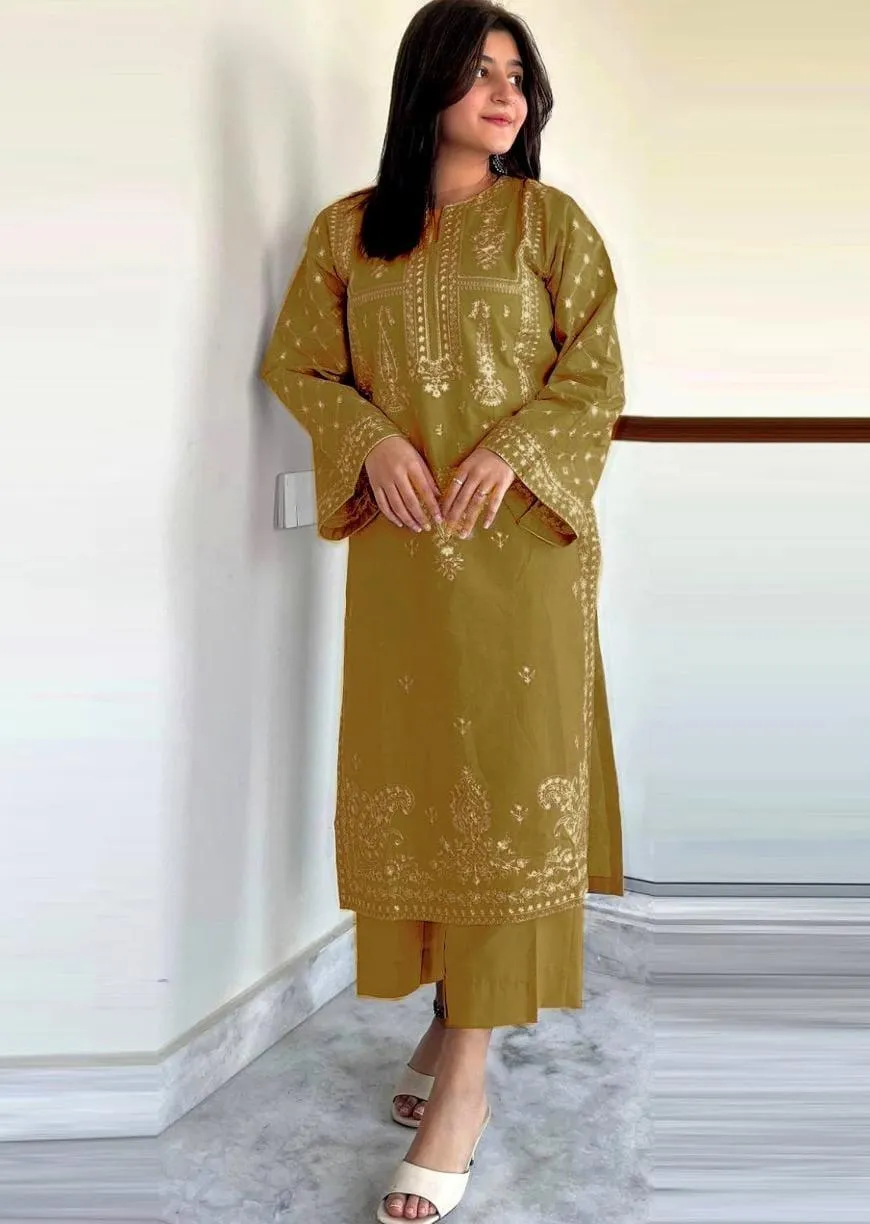 2 Pcs Women's Unstitched Embroidered Suit