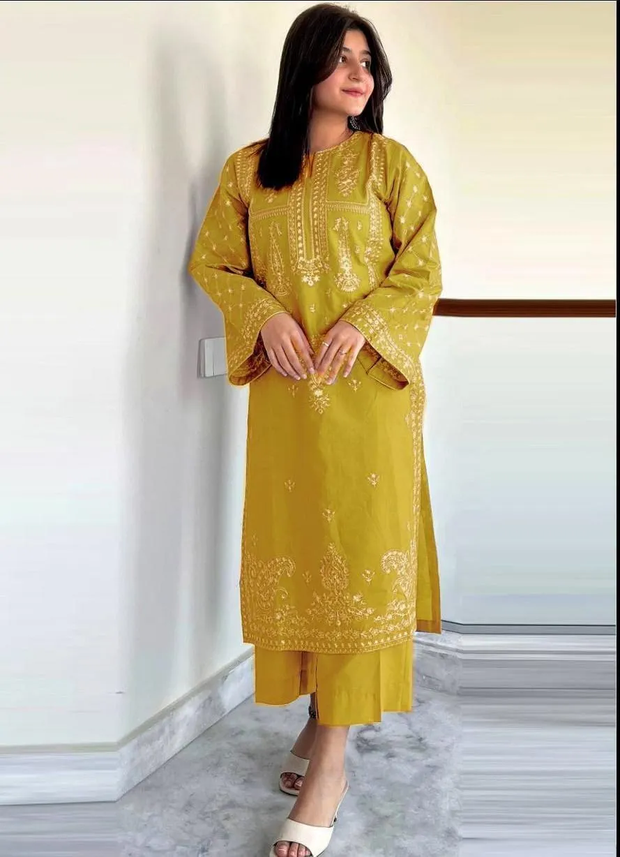 2 Pcs Women's Unstitched Embroidered Suit