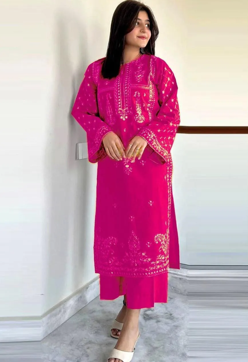2 Pcs Women's Unstitched Embroidered Suit