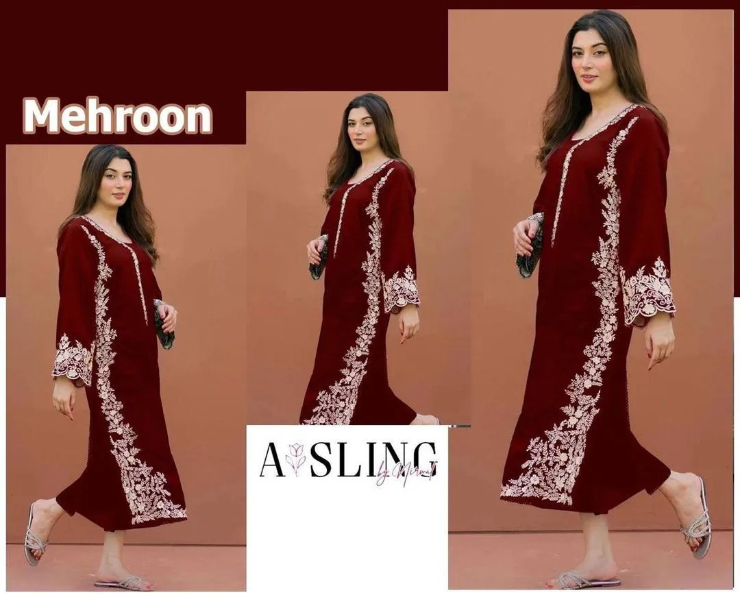2 Pcs Women's Unstitched Embroidered Suit