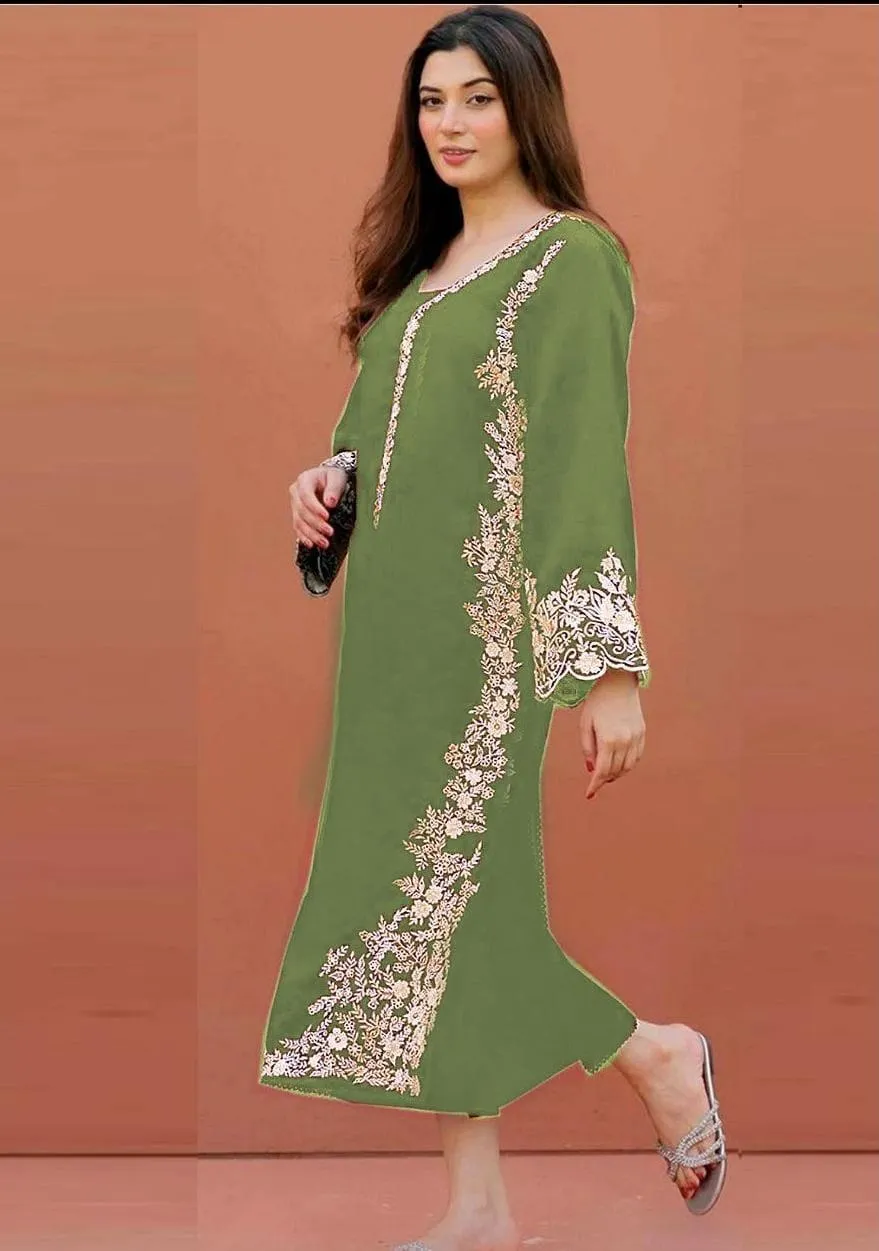 2 Pcs Women's Unstitched Embroidered Suit