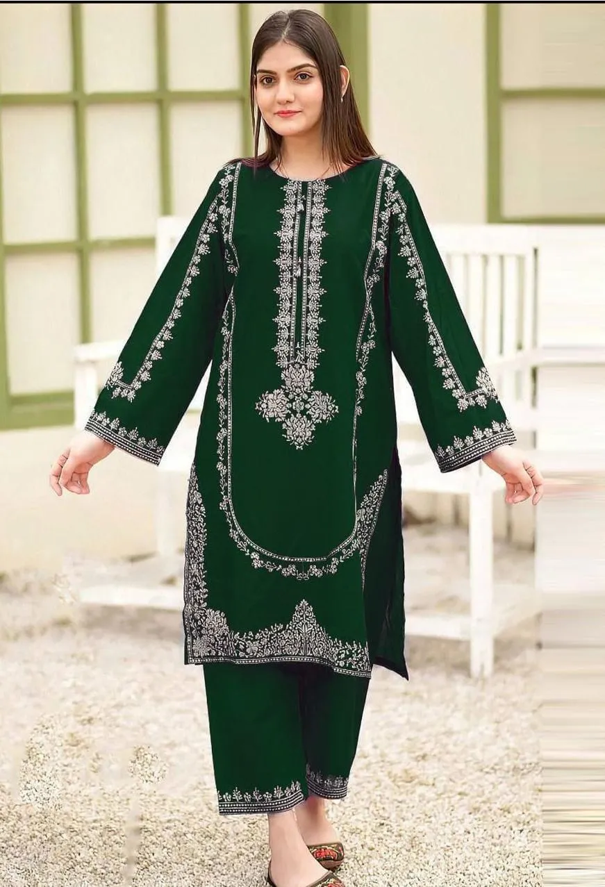 2 Pcs Women's Unstitched Embroidered Suit