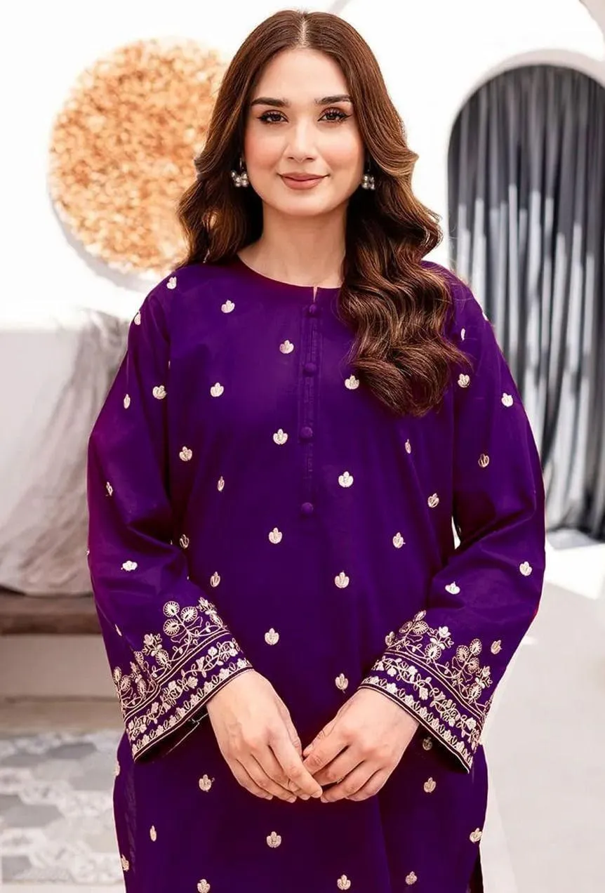 2 Pcs Women's Unstitched Embroidered Suit