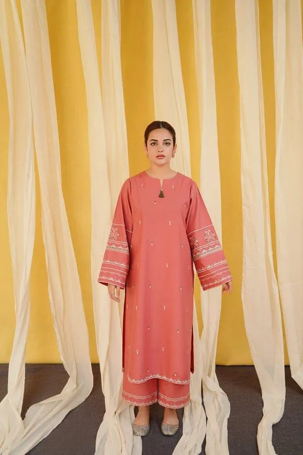 2 Pcs Women's Unstitched Embroidered Suit