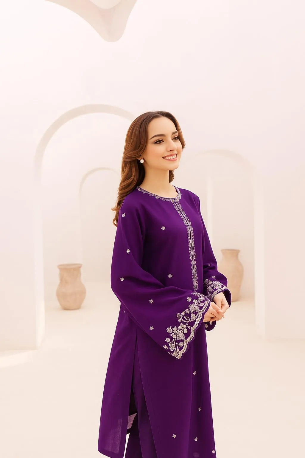 2 Pcs Women's Unstitched Embroidered Suit