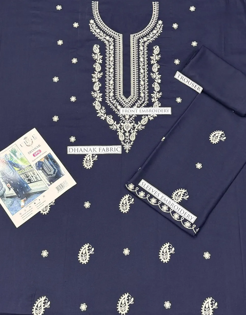 2 Pcs Women's Unstitched Embroidered Suit