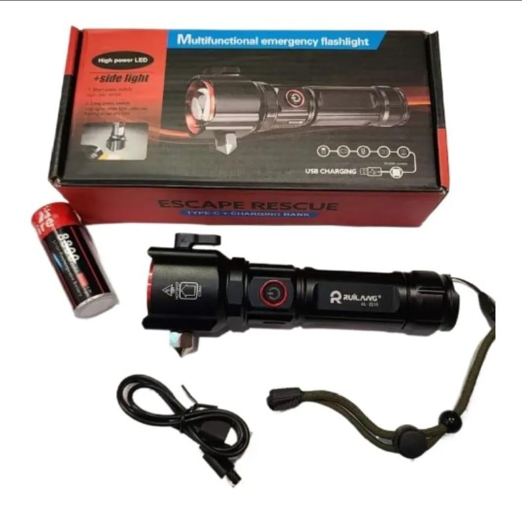 Rechargeable LED Flashlight with Type-C Charging Port - Essential Camping Gear