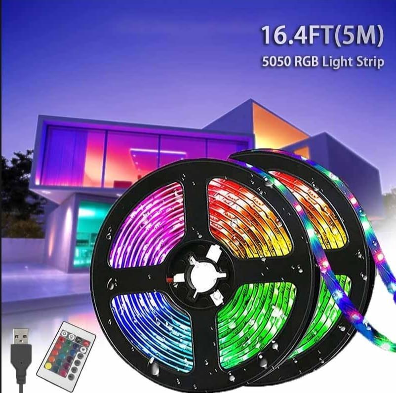 Multicolor LED USB Light Strip with Remote Control – 16.4 ft