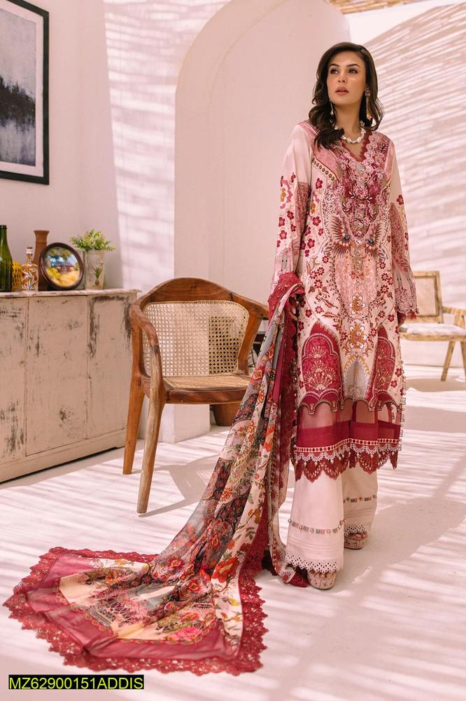 2 Pcs Women's Unstitched Dhanak Printed Suit