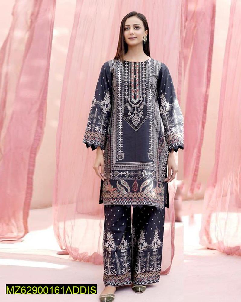 2 Pcs Women's Unstitched Dhanak Printed Suit