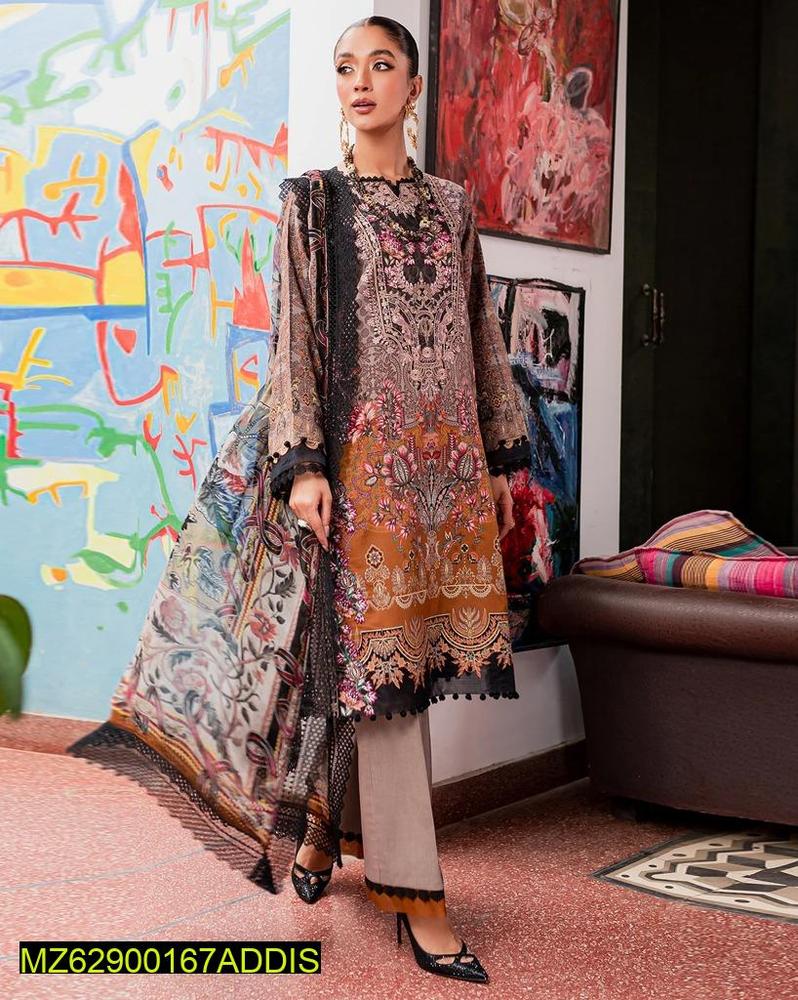 2 Pcs Women's Unstitched Dhanak Printed Suit