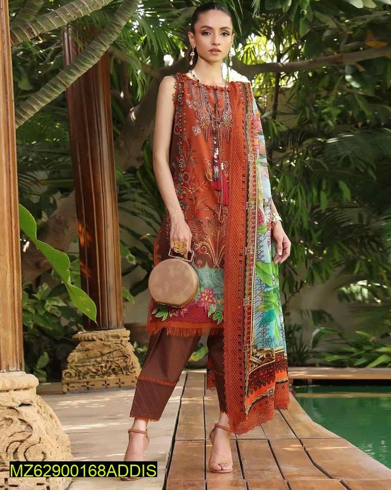 2 Pcs Women's Unstitched Dhanak Printed Suit