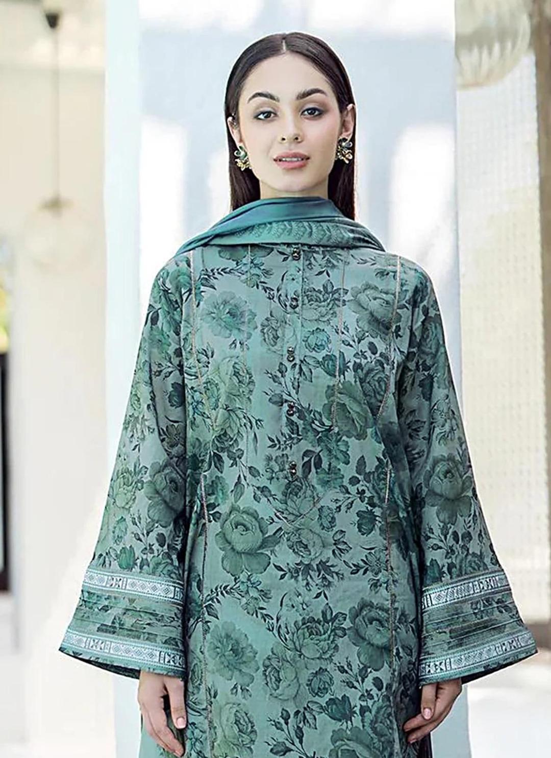 3 Pcs Women's Unstitched Linen Printed Suit