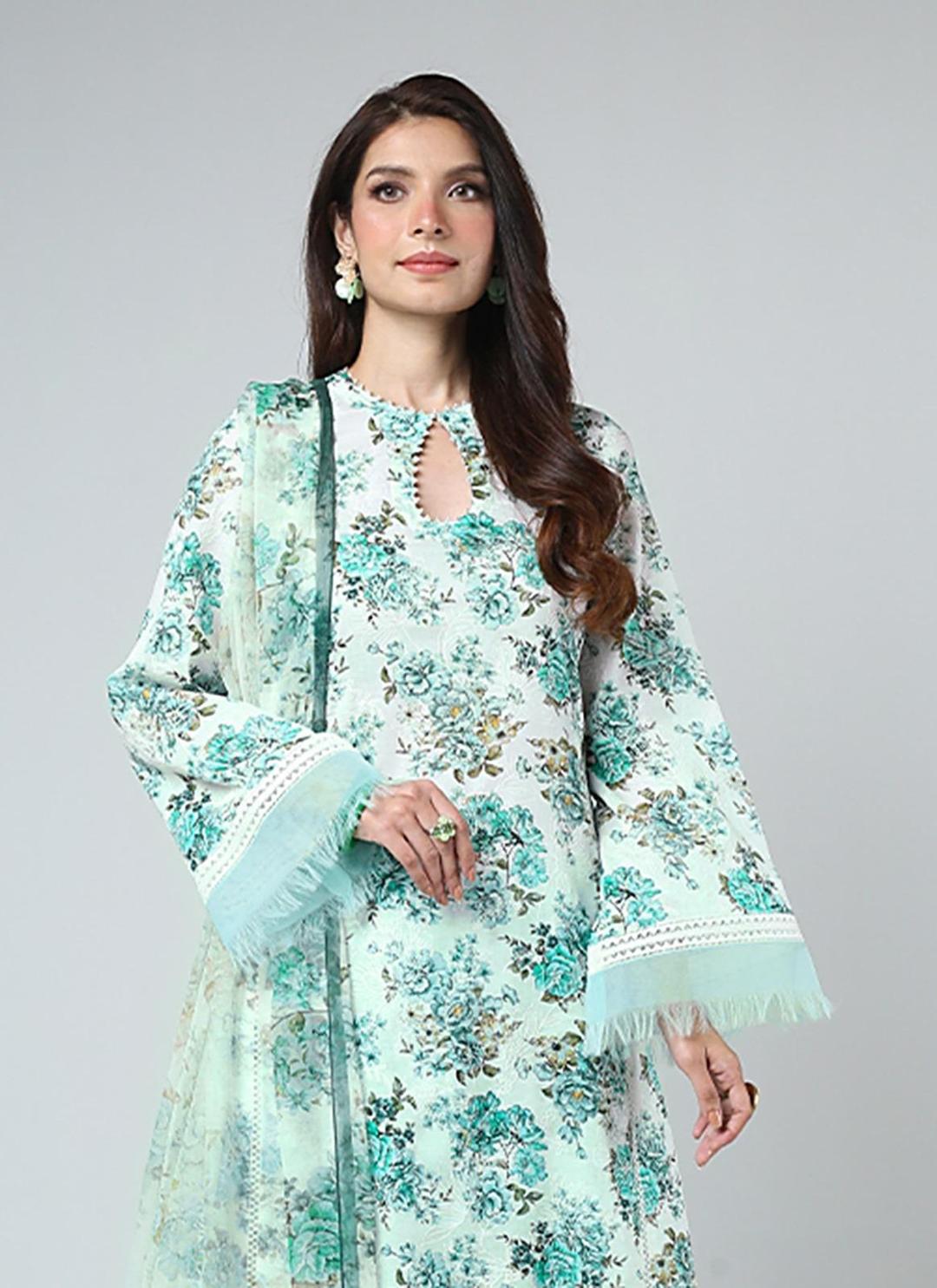 3 Pcs Women's Unstitched Linen Digital Print Suit