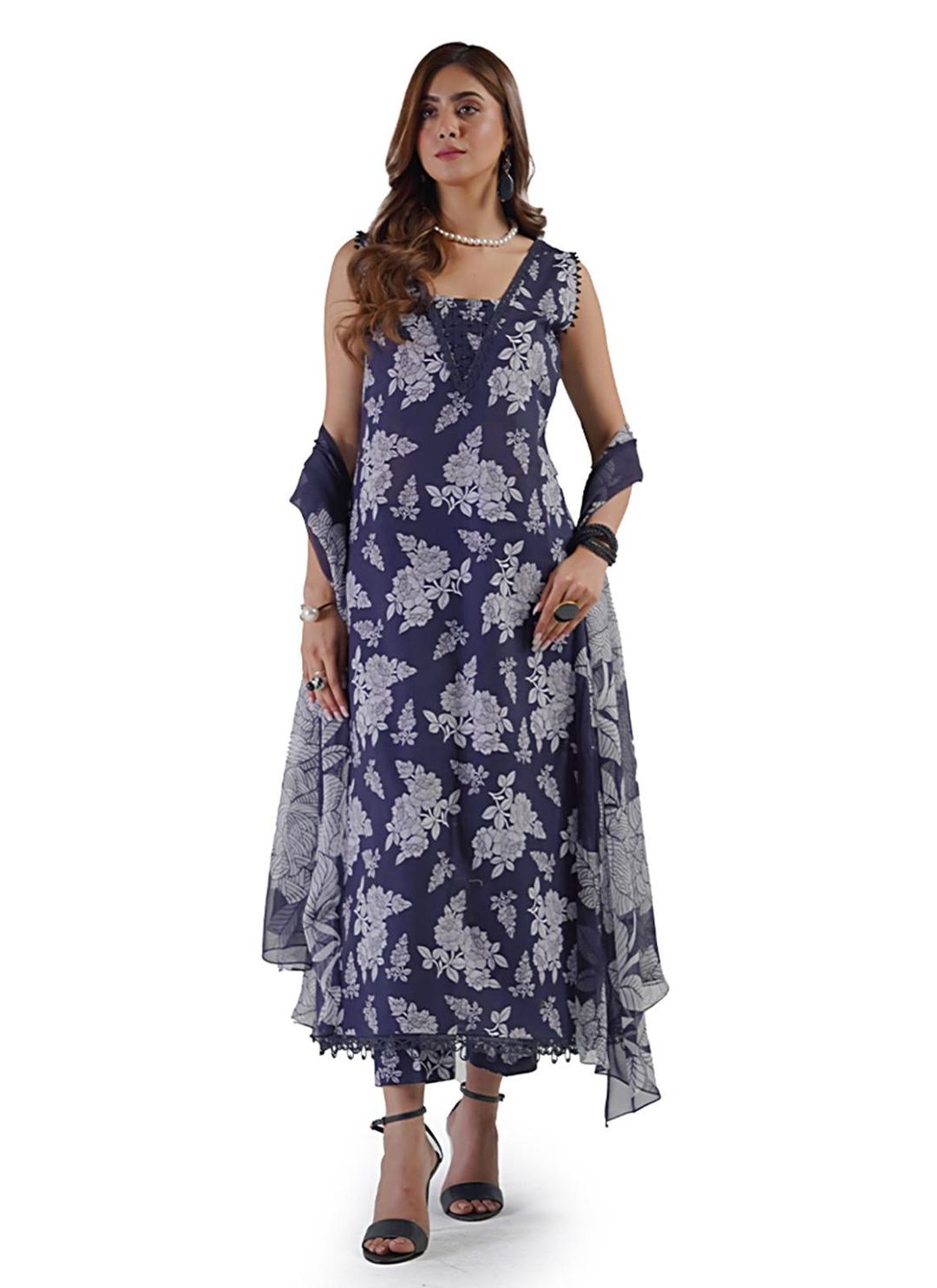 3 Pcs Women's Unstitched Linen Digital Print Suit