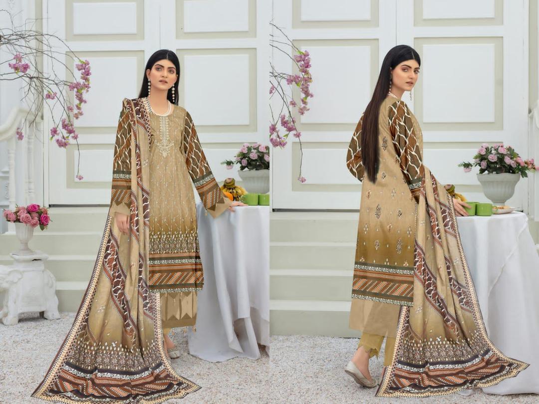 3 Pcs Women's Unstitched Khaddar Printed Suit