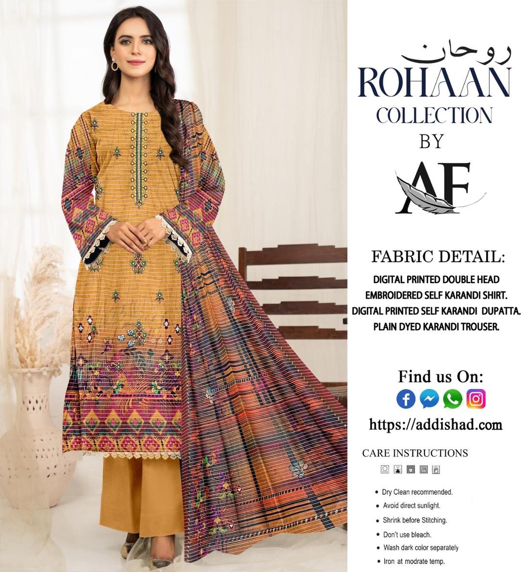 3 Pcs Women's Unstitched Karandi Printed Suit