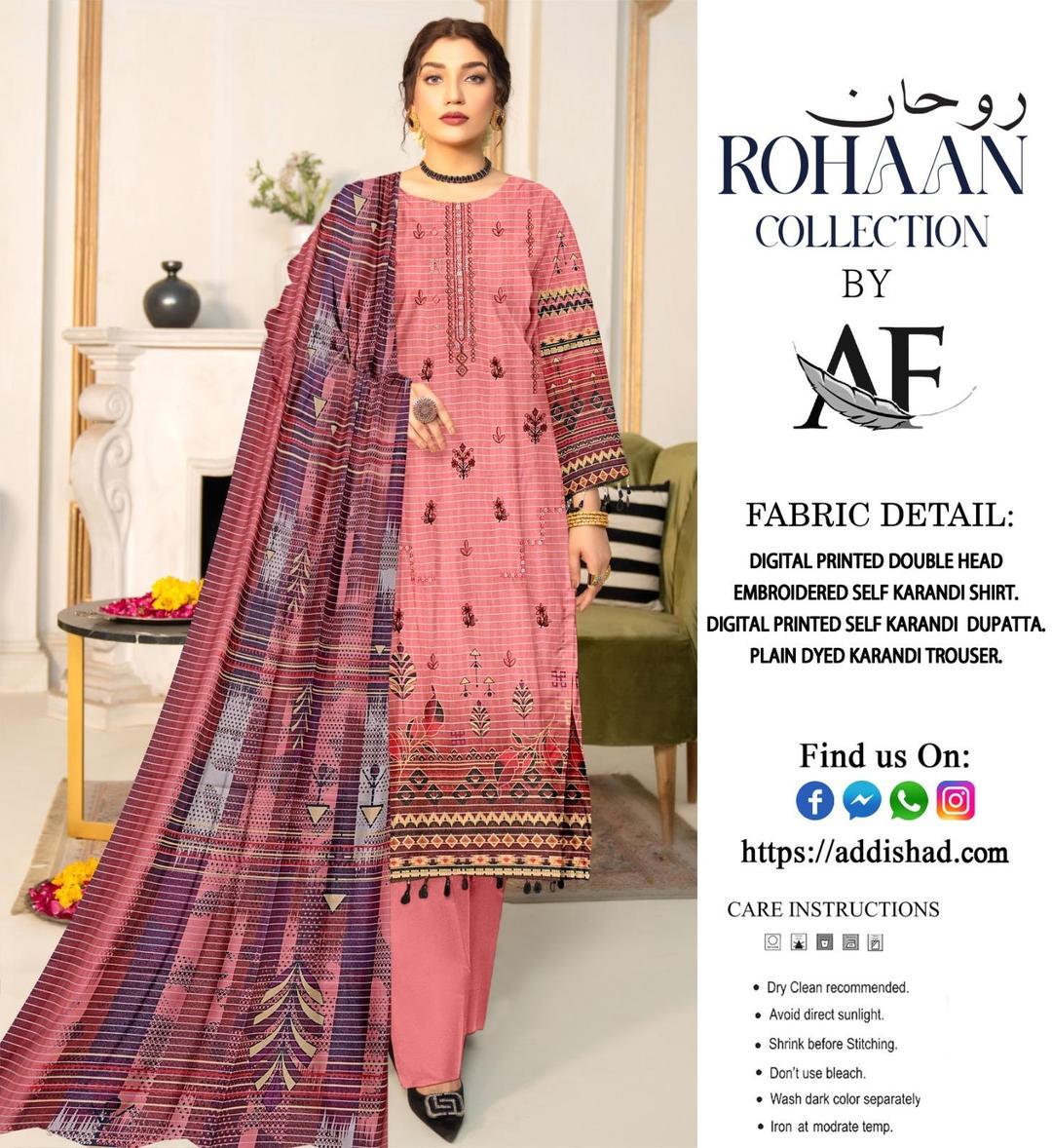 3 Pcs Women's Unstitched Karandi Printed Suit