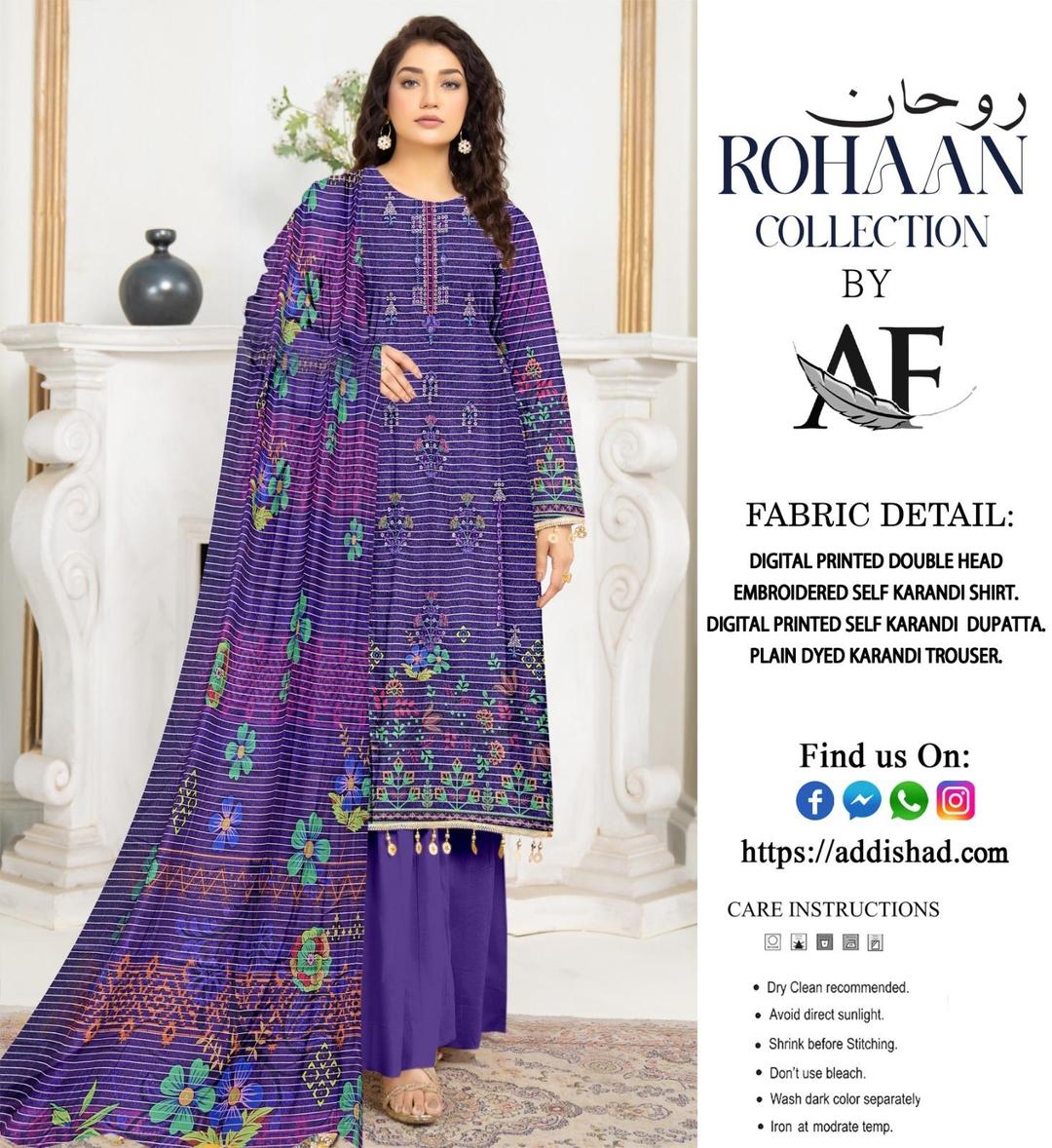 3 Pcs Women's Unstitched Karandi Printed Suit