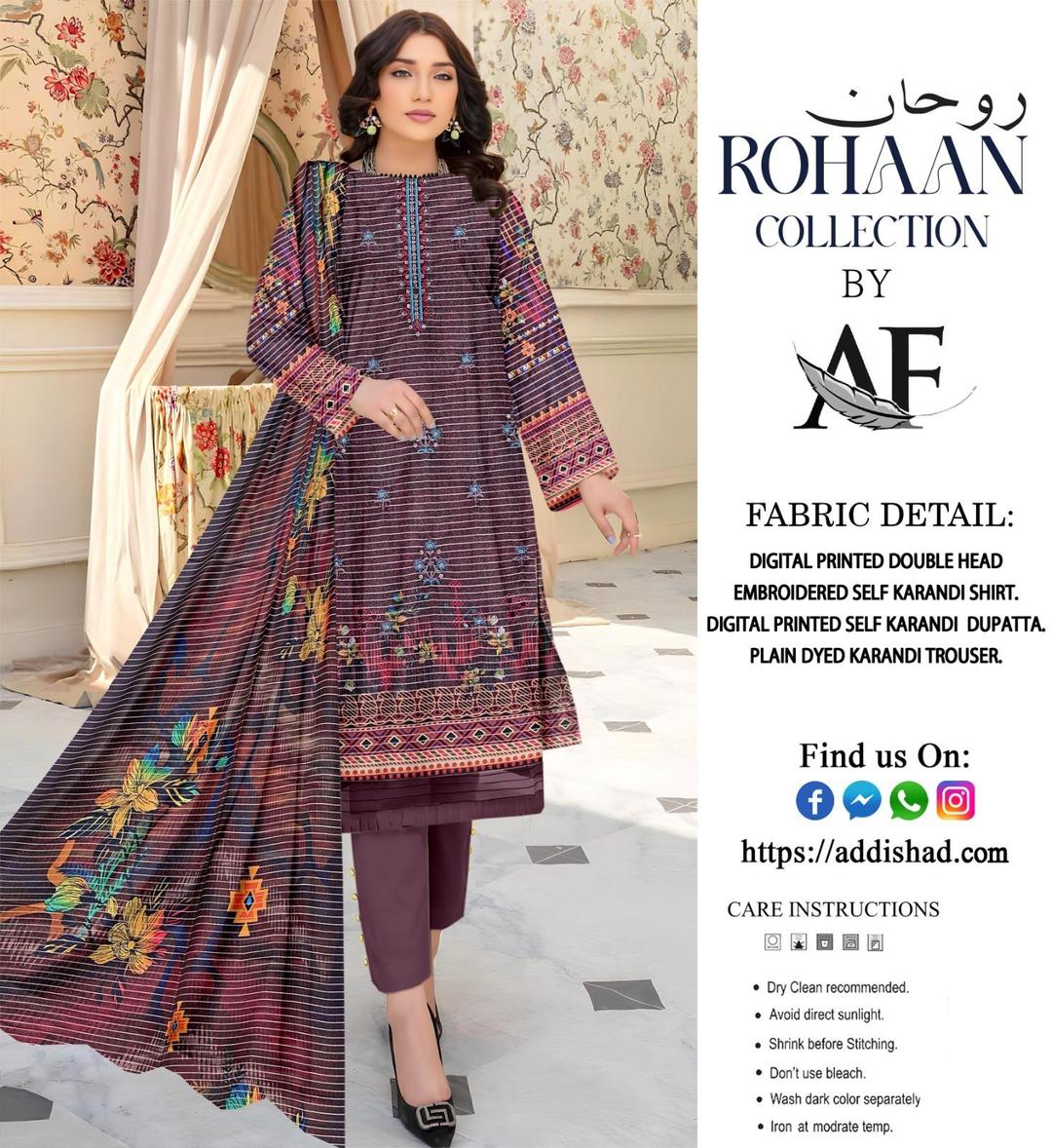 3 Pcs Women's Unstitched Karandi Printed Suit