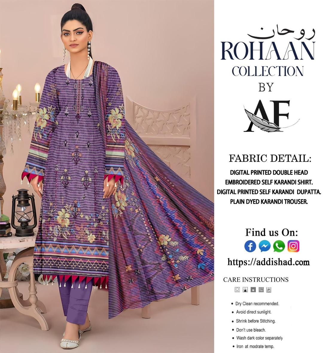 3 Pcs Women's Unstitched Karandi Printed Suit