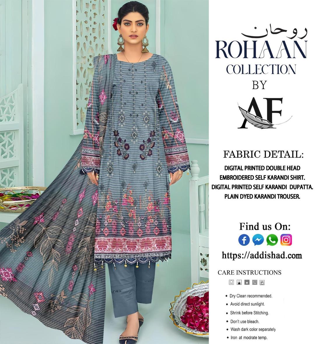 3 Pcs Women's Unstitched Karandi Printed Suit