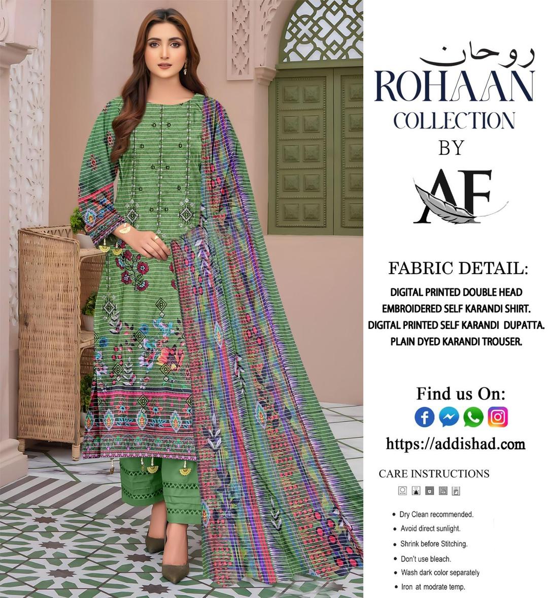 3 Pcs Women's Unstitched Karandi Printed Suit