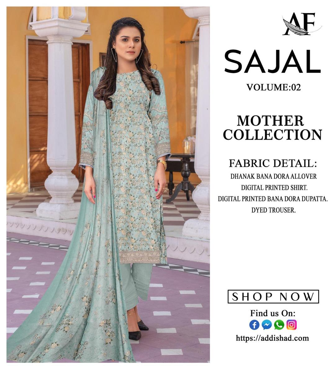 Beautiful Blue Dhanak Suit Set with Digital Prints - 3 Pcs