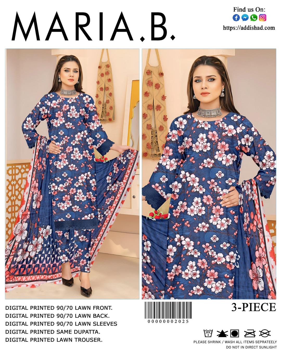 Stylish Multicolor Printed Lawn Suit - 3 Pcs Ensemble